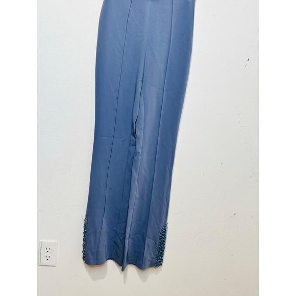 NWT CINQ Á SEPT Slate Blue Beaded Embellished Split Seam Kayden Pant Size 0 - Picture 4 of 12